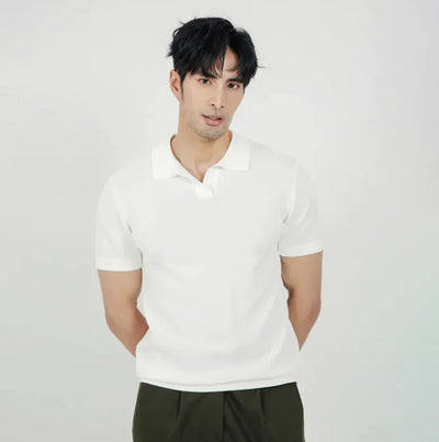 Classic Knit Lapel Polo Shirt for Men