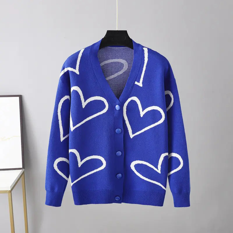 2023 Autumn Winter Women's Knit Cardigan with Hearts