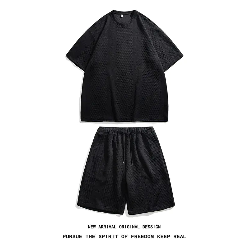 Summer New Solid Color Short Sleeve Two-Piece Set