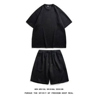 Summer New Solid Color Short Sleeve Two-Piece Set