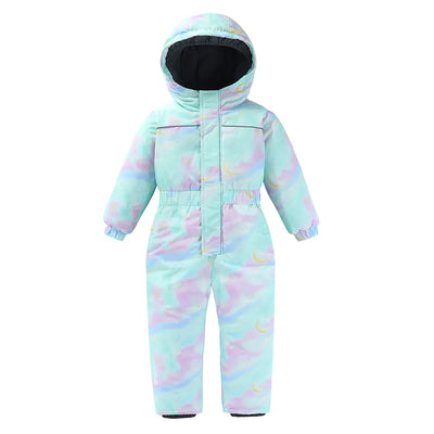 Winter New Kids' Warm One-Piece Printed Snowsuit