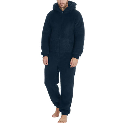 2023 Men's Thick Fleece Hooded Jumpsuit Pajamas