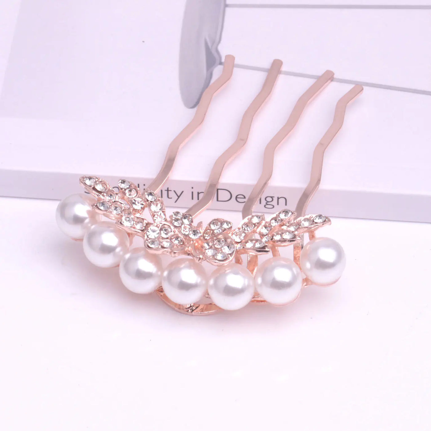 Korean Pearl Four-Tooth Comb with Bowknot Hair Accessory