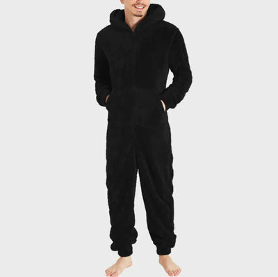 2023 Men's Thick Fleece Hooded Jumpsuit Pajamas