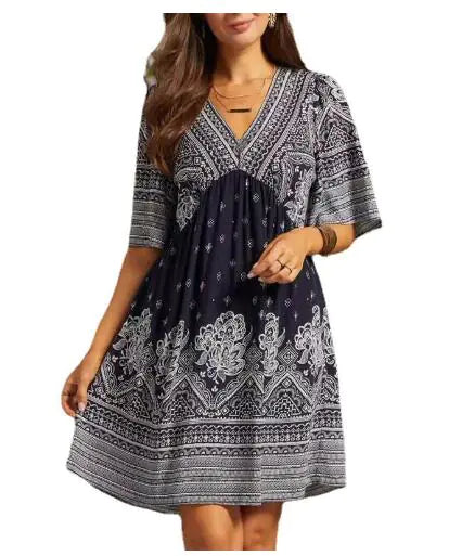 Plus Size Loose Sleeve Floral Print Dress