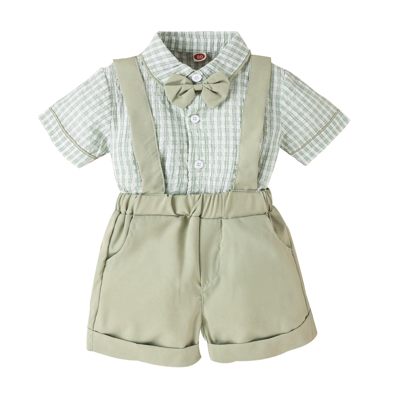 Boys' Korean Style Suit Set with Shirt and Shorts