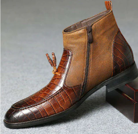 Men's Plush Short Leather Boots for Fashion Business