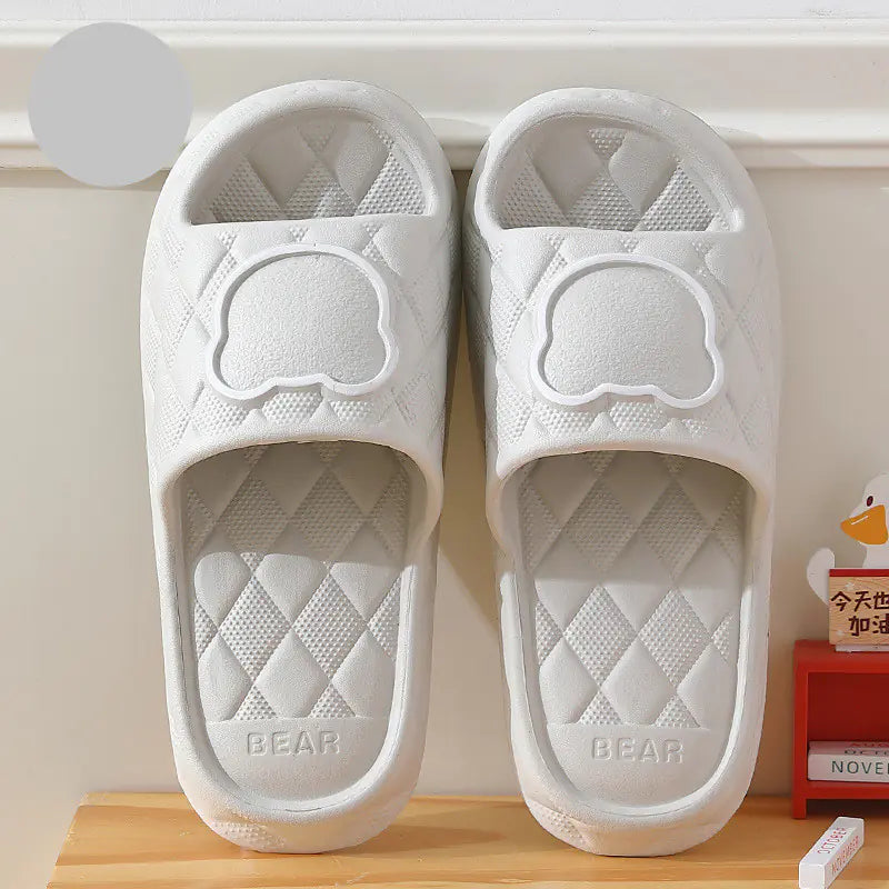 Rhombus Bear Design Non-Slip Thick Sole Slippers