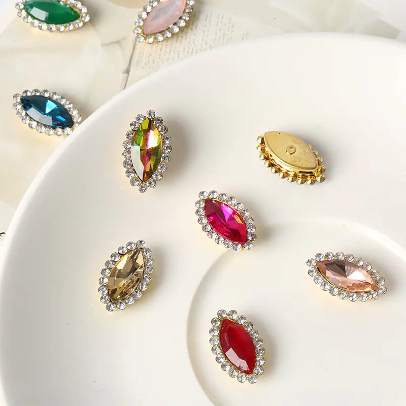 Colorful Glass Teardrop Rhinestone Hair Accessories