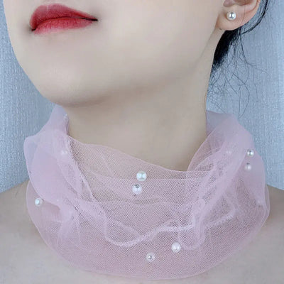 Fashion Solid Color Women's Beaded Elastic Scarf