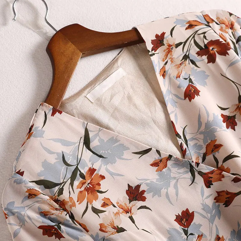 Plus Size Modified Hanfu Summer Dress with Floral Design