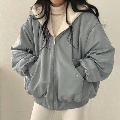 Reversible Thickened Lamb Wool Jacket for Women冬季