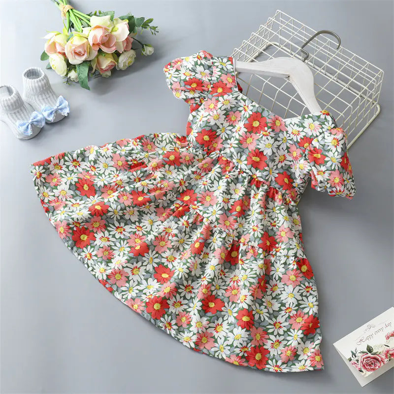 Girls' Floral Dress with Bowknot for Kids