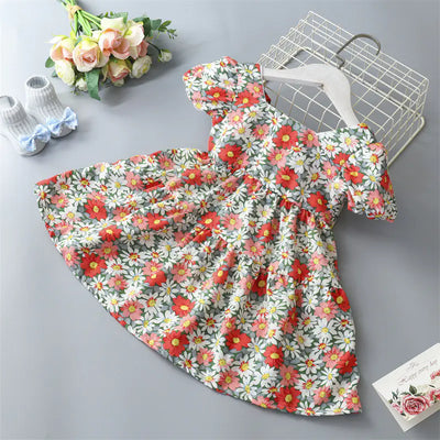 Girls' Floral Dress with Bowknot for Kids