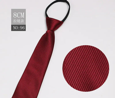 Black Men's Tie - Blue Striped Business Zipper Tie