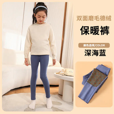 Girls' Warm Fleece Trousers for Winter Schoolwear