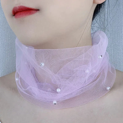 Fashion Solid Color Women's Beaded Elastic Scarf