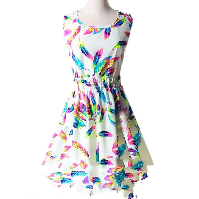 Plus Size Floral Chiffon Sleeveless Dress
