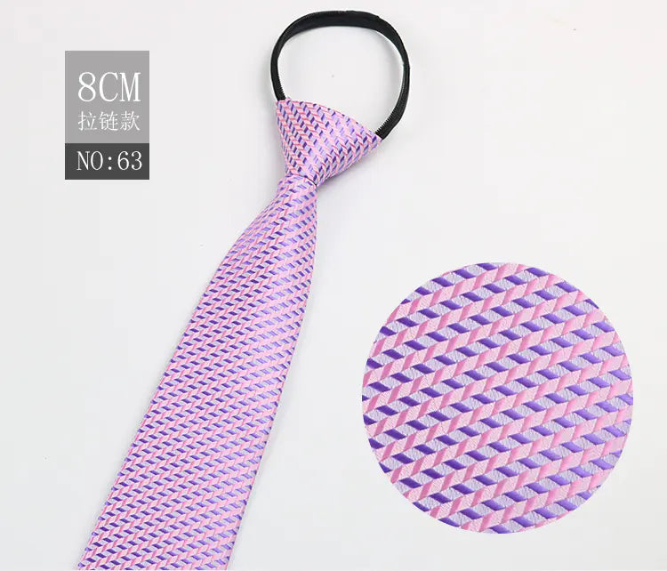 Black Men's Tie - Blue Striped Business Zipper Tie