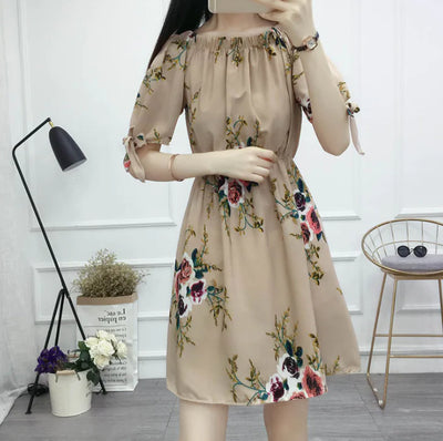 Strapless High-Waist Floral Dress