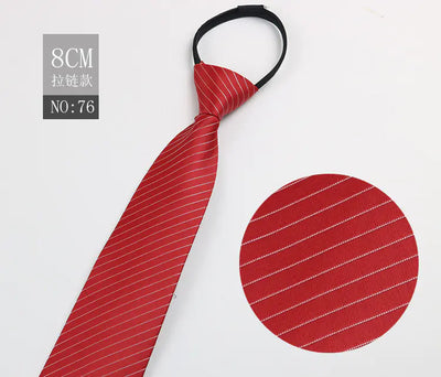 Black Men's Tie - Blue Striped Business Zipper Tie