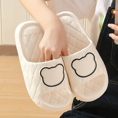 Rhombus Bear Design Non-Slip Thick Sole Slippers
