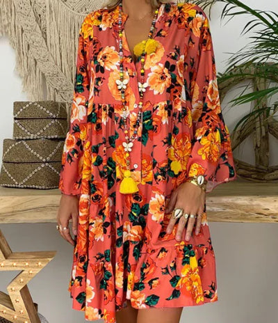 5XL Summer Bohemian Floral Dress for Vacation
