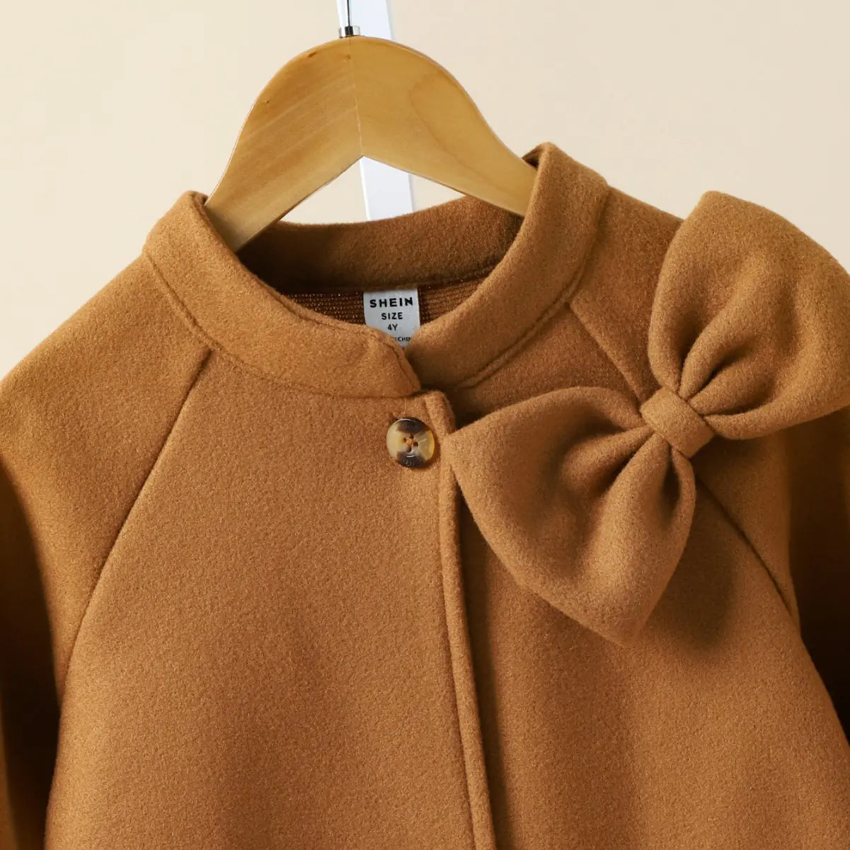 Children's Autumn Winter Bow Collar Wool Coat