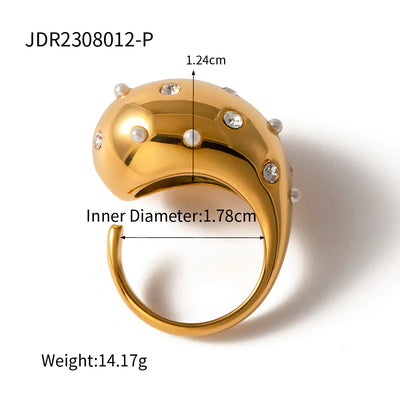 Fashionable 18K Gold Exaggerated Stainless Steel Ring