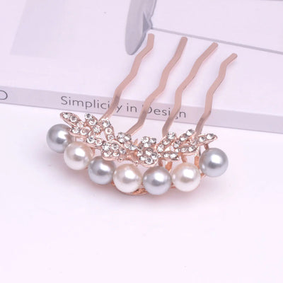 Korean Pearl Four-Tooth Comb with Bowknot Hair Accessory