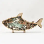 Wooden Fish Carving - Creative Ocean Art Desktop Decor