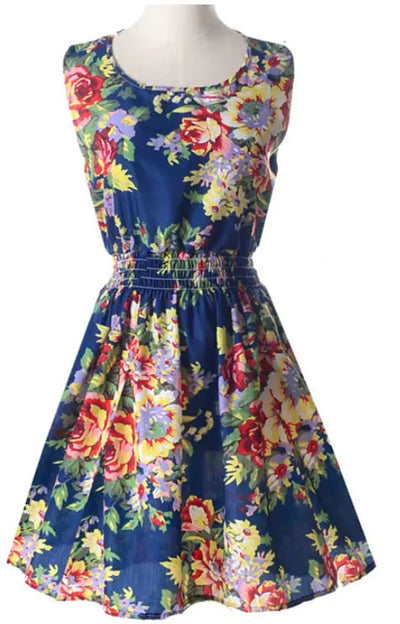 2018 Summer Plus Size Floral Chiffon Dress and Skirt