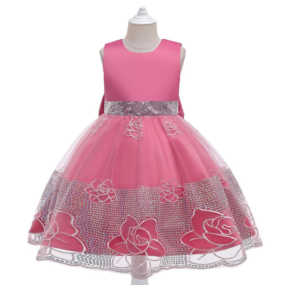 2023 New Embroidered Mesh Princess Dress for Girls