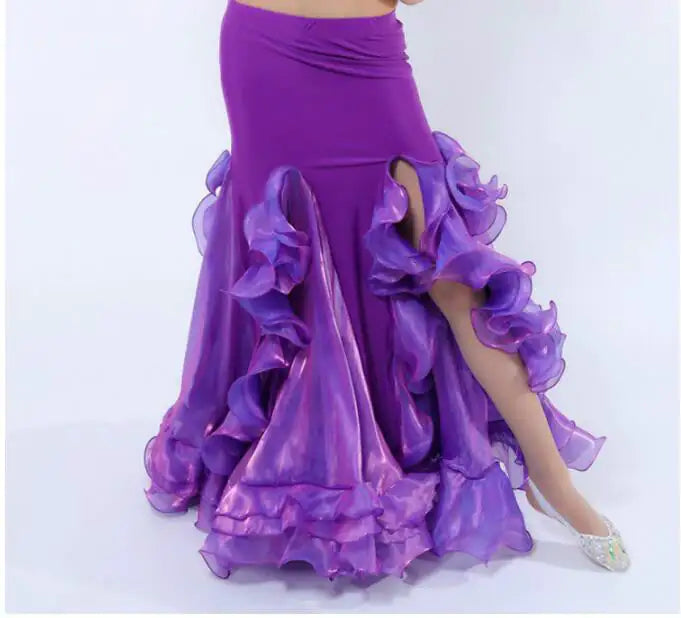 Belly Dance Long Skirt with Slit Hemming