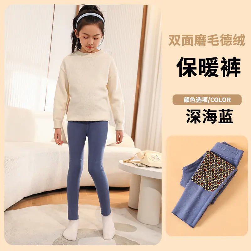 Girls' Warm Fleece Trousers for Winter Schoolwear