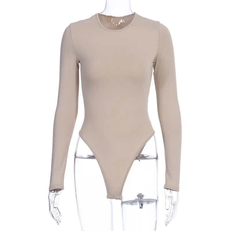 2023 Winter Women's Solid Color Long Sleeve Bodysuit