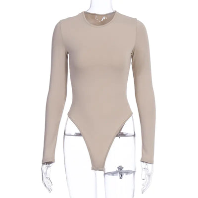 2023 Winter Women's Solid Color Long Sleeve Bodysuit