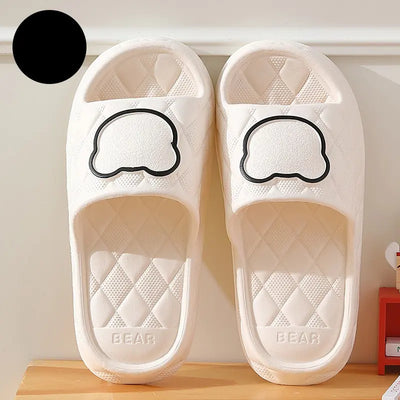 Rhombus Bear Design Non-Slip Thick Sole Slippers