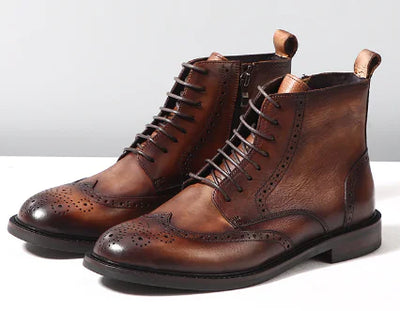 Casual Men's Leather Round Toe Boots