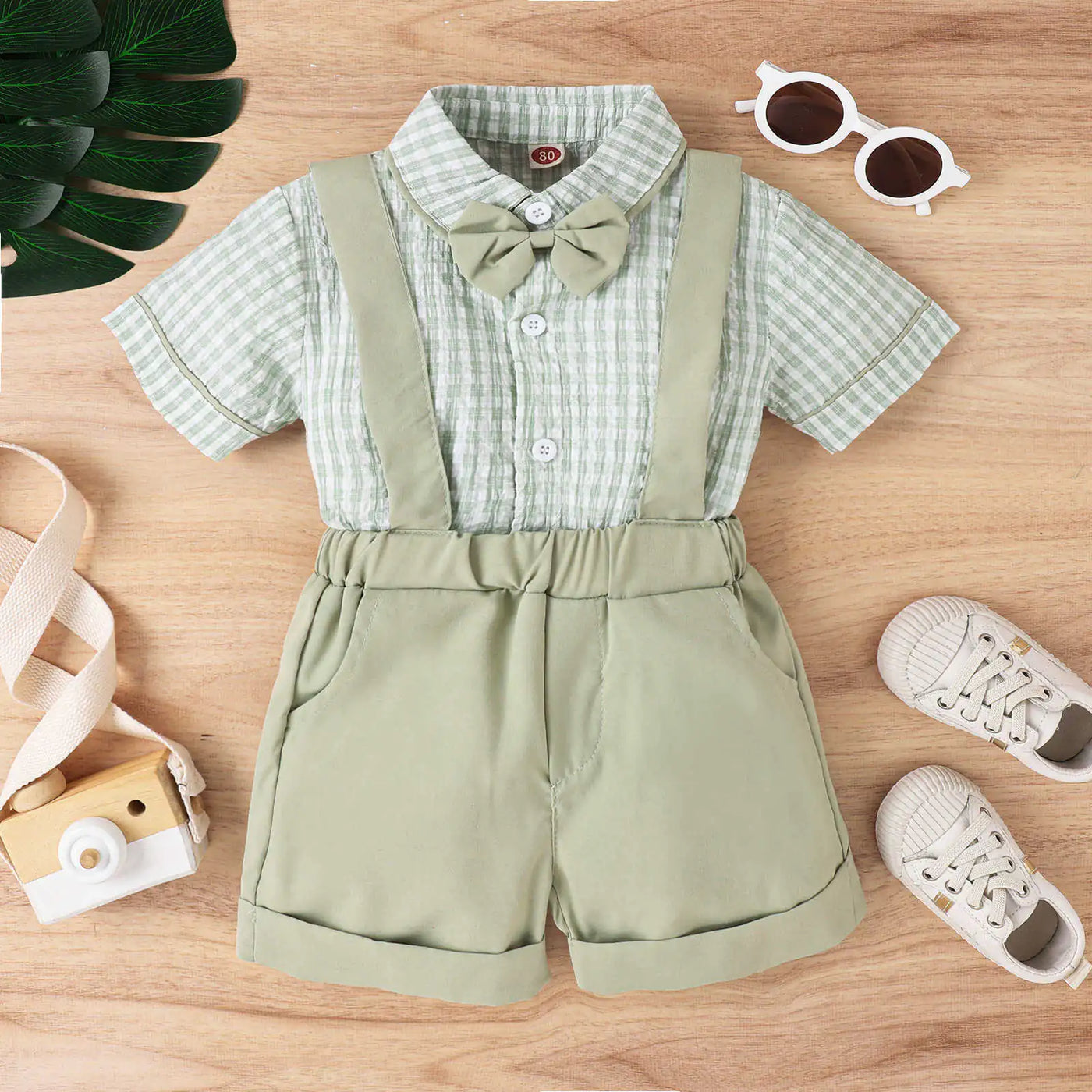 Boys' Korean Style Suit Set with Shirt and Shorts
