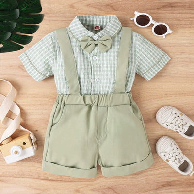 Boys' Korean Style Suit Set with Shirt and Shorts