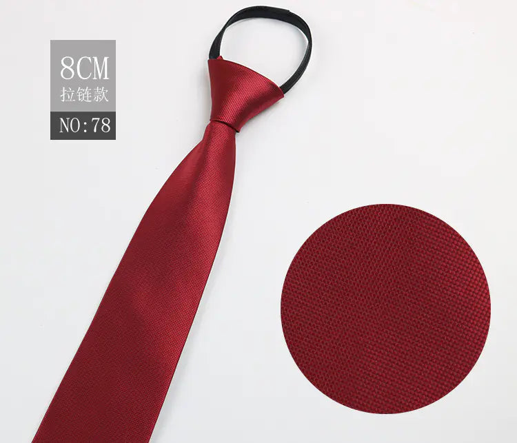 Black Men's Tie - Blue Striped Business Zipper Tie