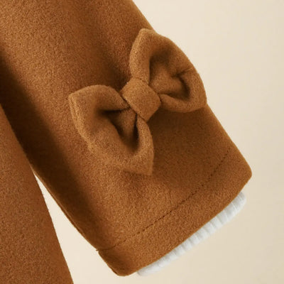 Children's Autumn Winter Bow Collar Wool Coat
