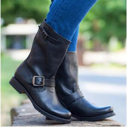 Square Heel Mid-Tube Women's Boots for All Seasons