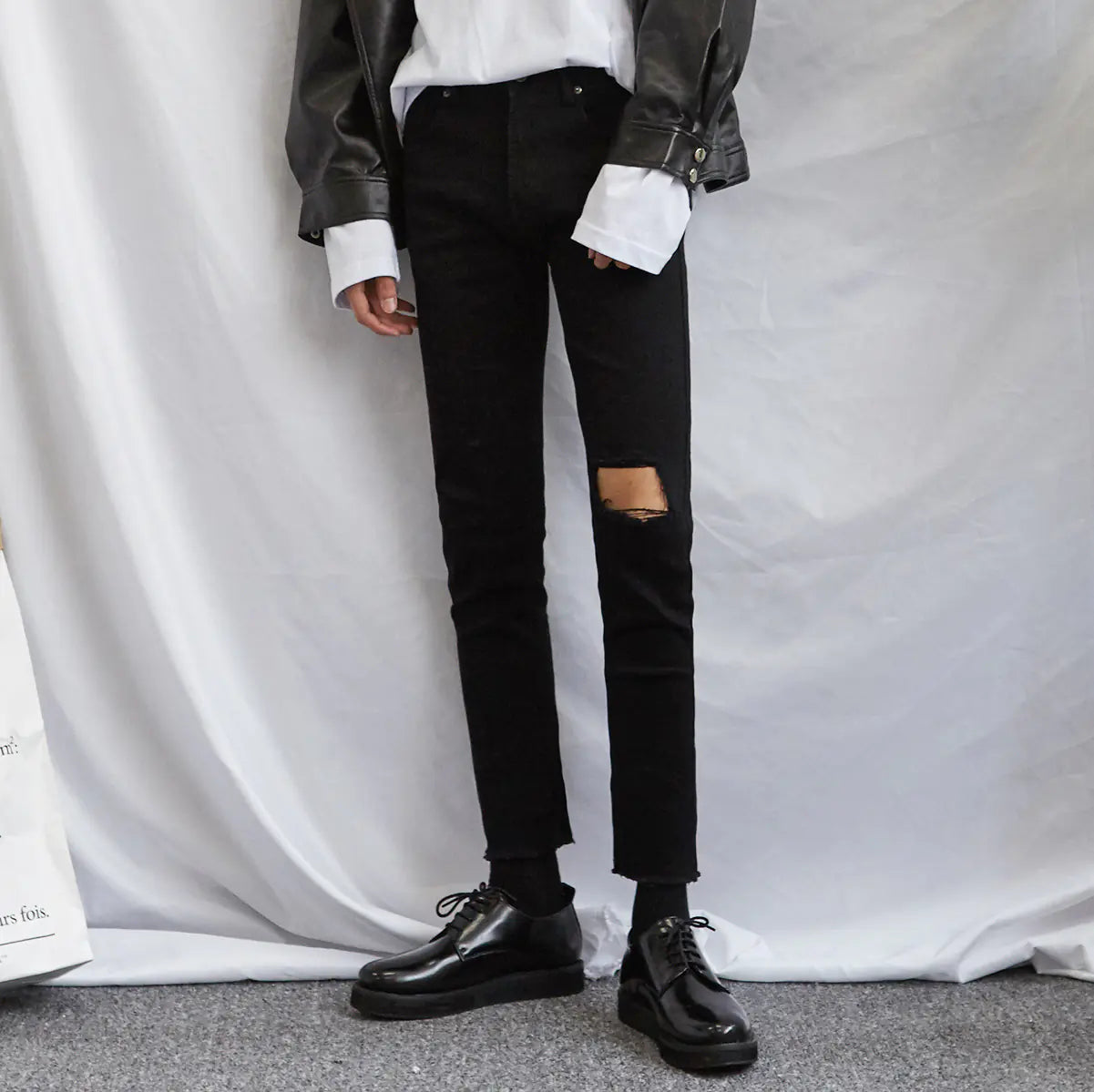 Korean Style Slim Fit Ripped Jeans for Men