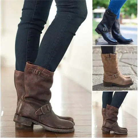 Square Heel Mid-Tube Women's Boots for All Seasons
