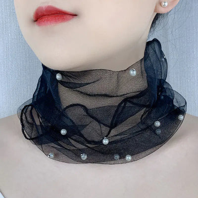 Fashion Solid Color Women's Beaded Elastic Scarf