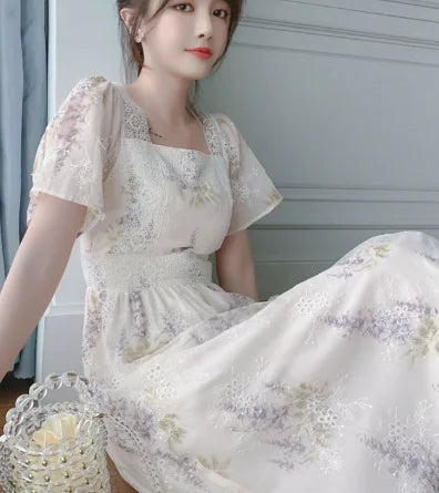 Super Fairy Retro Lace Floral Dress