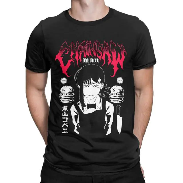 Men's Cotton T-Shirt with Retro Anime Scene Design