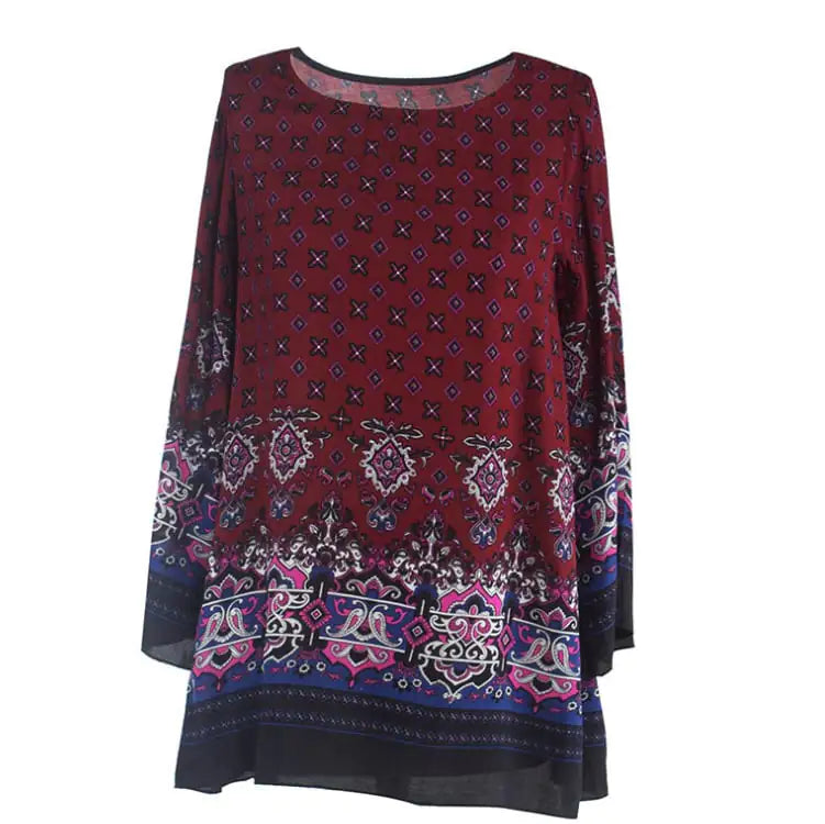 Plus Size Loose Sleeve Floral Print Dress